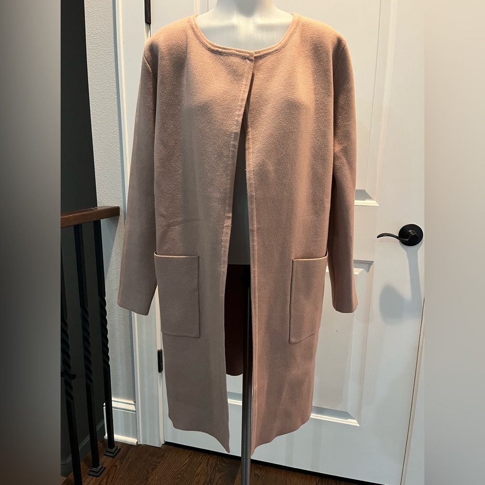 Tan sweater jacket Open Front Coat medium